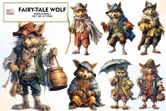 Download Fairy-tale Wolf Watercolor Sublimation - Premium Resources