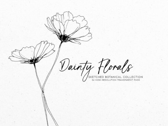 Download Dainty Florals | Botanical Line Art Set - Line art Collection