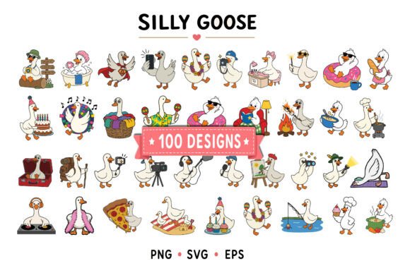 Download 100 Silly Goose Designs, 300DPI PNG - Designs Collection