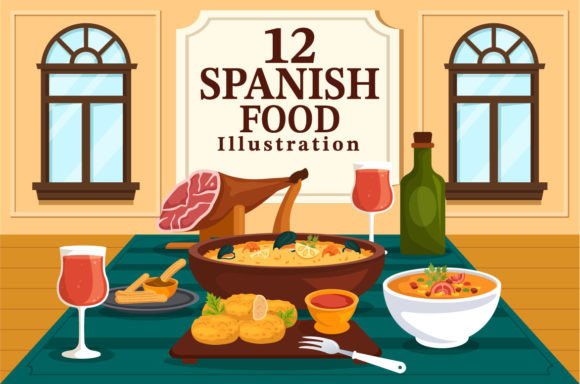 Download 12 Spanish Food Cuisine Illustration - Cuisine Collection