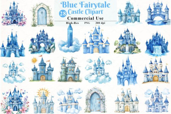 Download Blue Fairytale Castle Clipart - Premium Resources