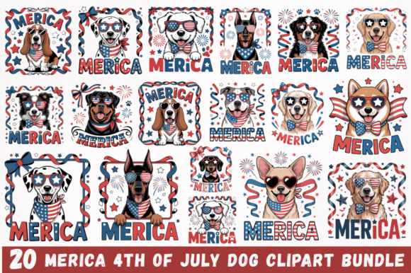 Download Merica 4th of July Dog Clipart Designs B - Designs Collection