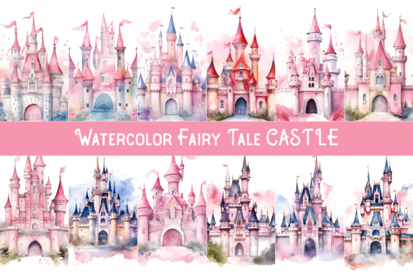 Download Watercolor Fairy Tale Castle Sublimation - Premium Bundle