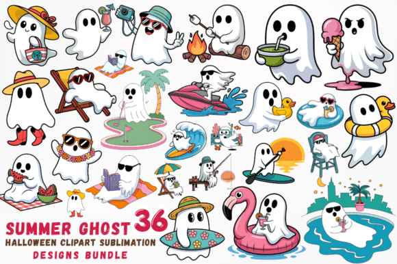 Download Summer Ghost Halloween Clipart Designs B - Designs Collection